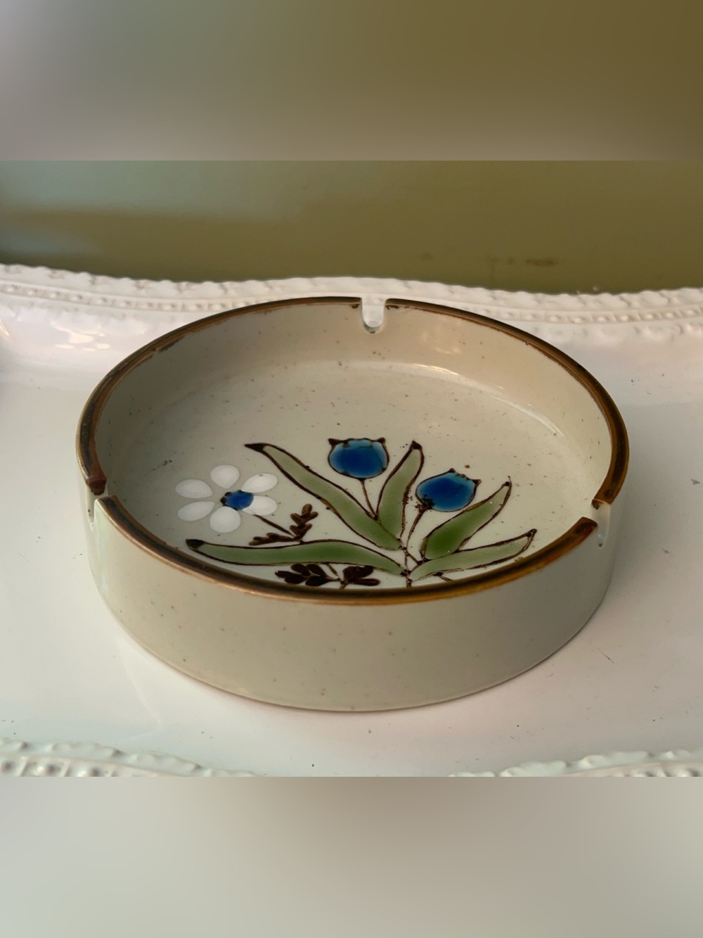 Vintage MCM Ceramic Ashtray Hand-Painted